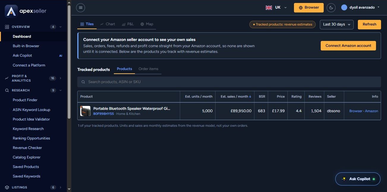 ApexSeller dashboard